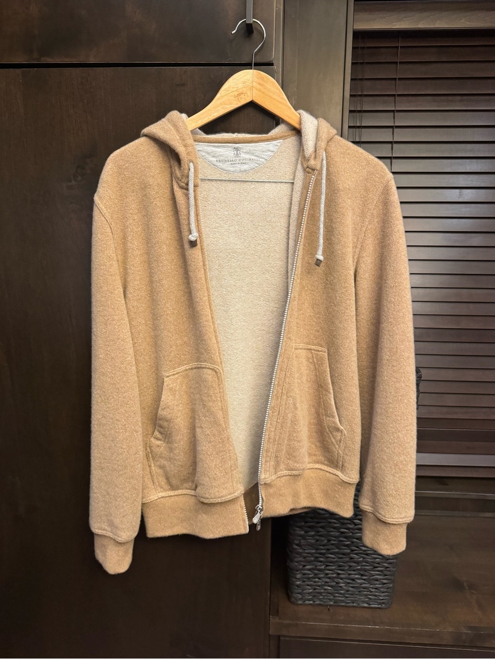 Brunello Cucinelli Cashmere Zip Up Hoodie In Camel color